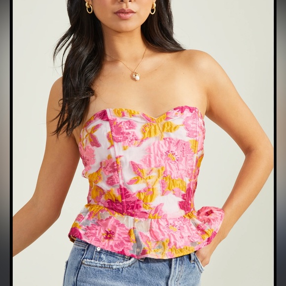 Altar'd State Tops - Altar’d State Embroidery Corset Pemplum Top